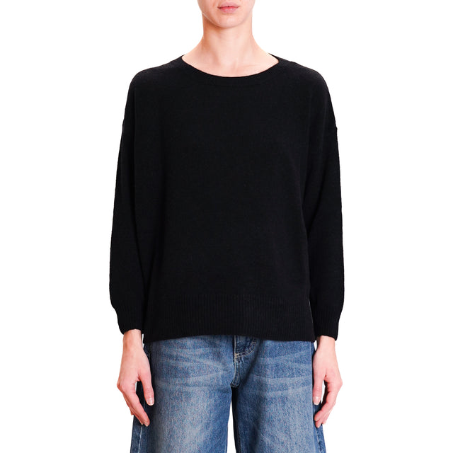 Dixie-Alpaca Blend Crewneck Sweater - Black