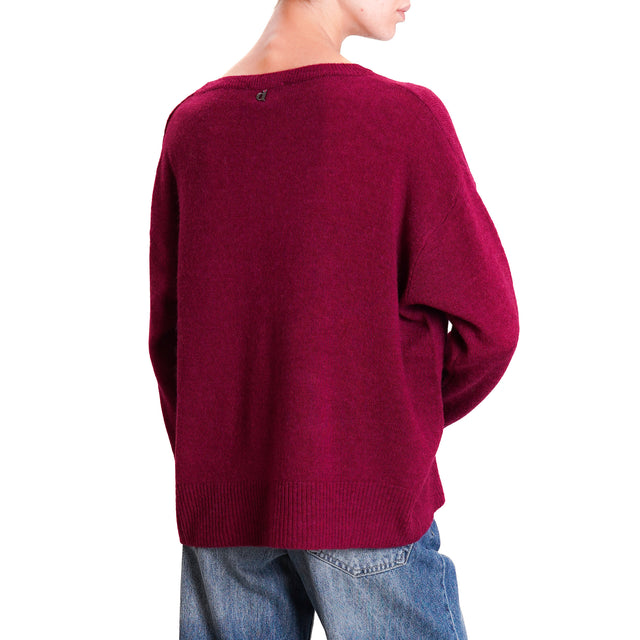 Dixie-Maglia girocollo misto alpaca - vino