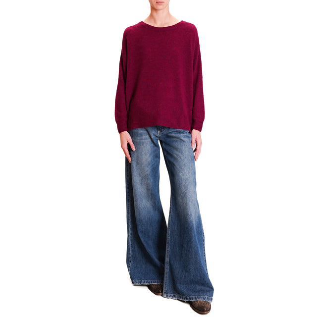 Dixie-Alpaca Blend Crewneck Sweater - Wine