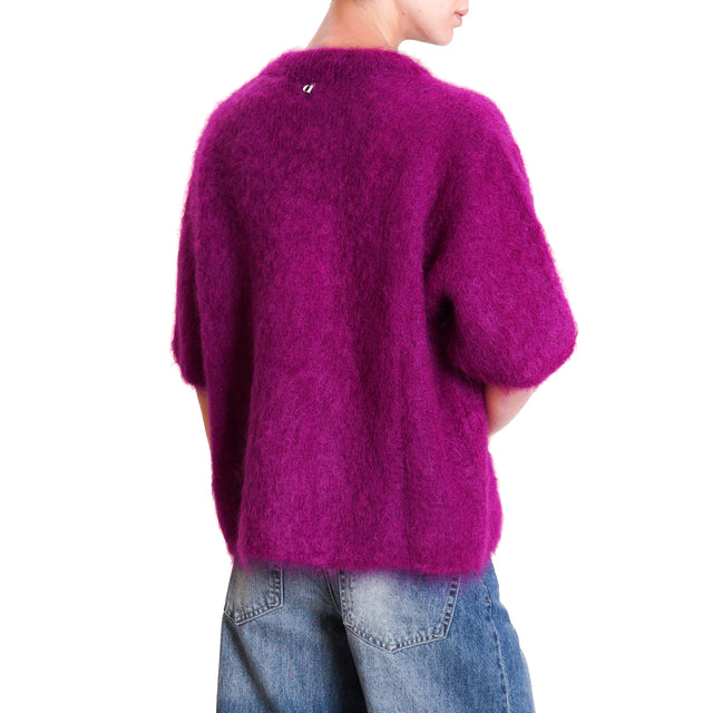 Dixie-Mohair Crewneck Half Sleeve Sweater - Hydrangea