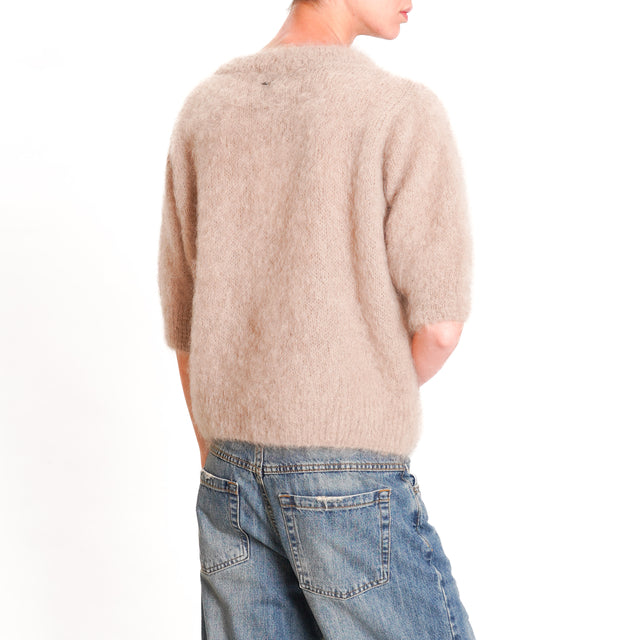 Dixie-Mohair Half Sleeve Sweater - Beige