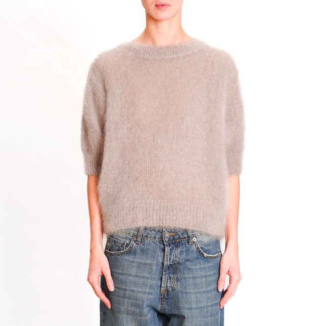 Dixie-Mohair Half Sleeve Sweater - Platinum