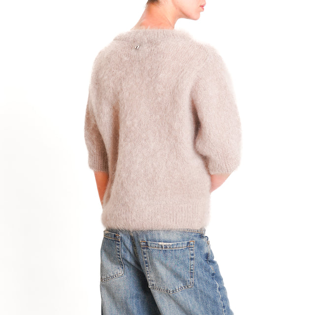 Dixie-Mohair Half Sleeve Sweater - Platinum