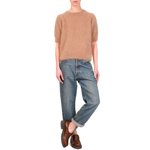 Dixie-Maglia mohair mezza manica - camel