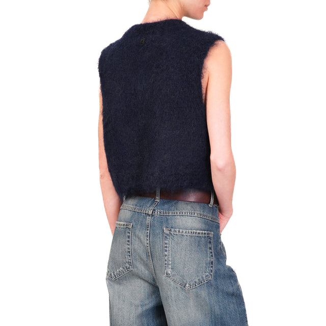 Dixie-Gilet cropped mohair - blu