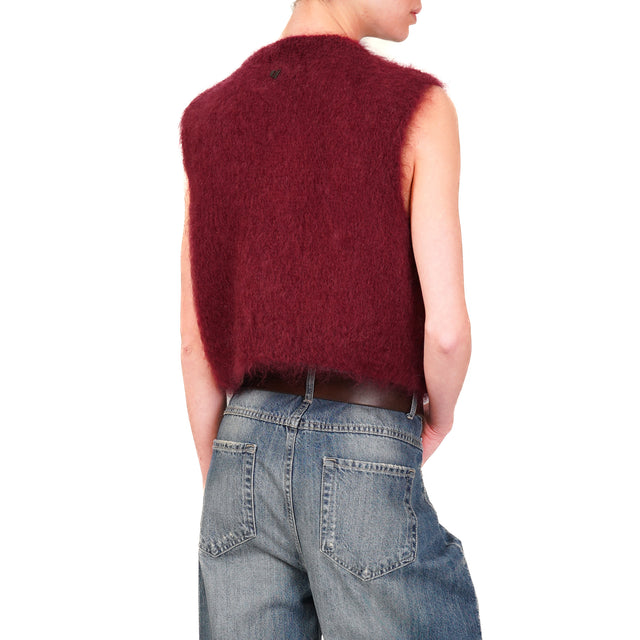 Dixie-Gilet cropped mohair - Bordeaux