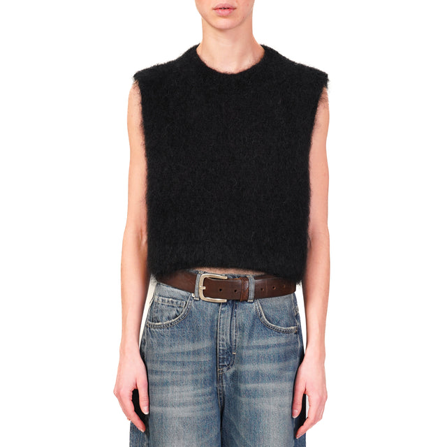 Dixie-Gilet cropped mohair - nero