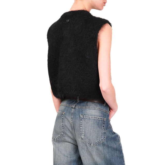 Dixie-Gilet cropped mohair - nero