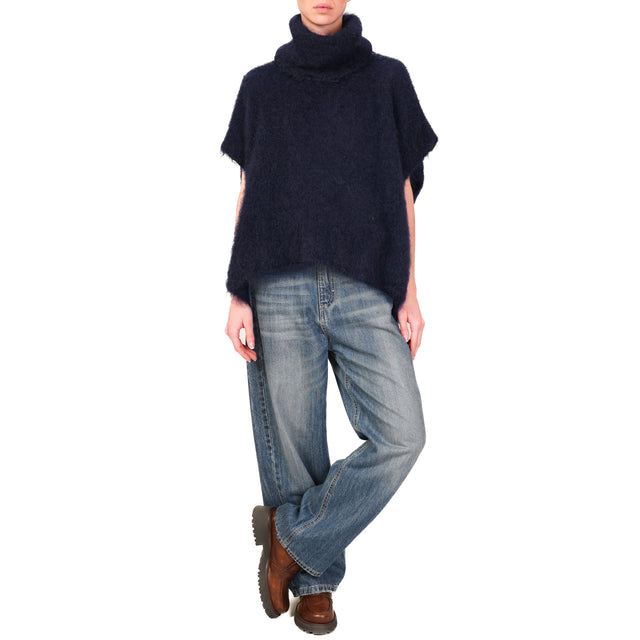 Dixie-Maglia collo alto mohair - blu