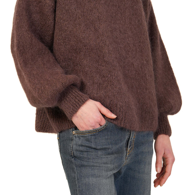 Dixie-Maglia mohair girocollo - moro