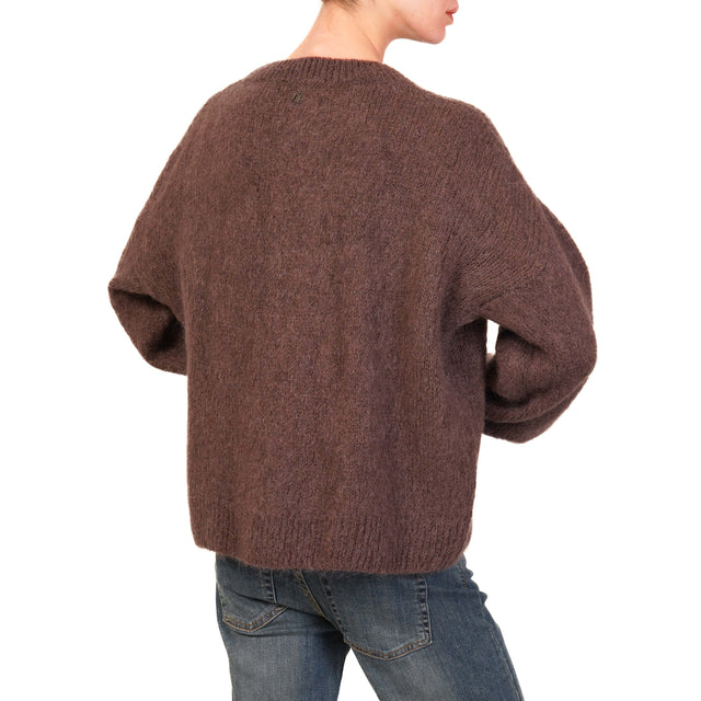 Dixie-Maglia mohair girocollo - moro