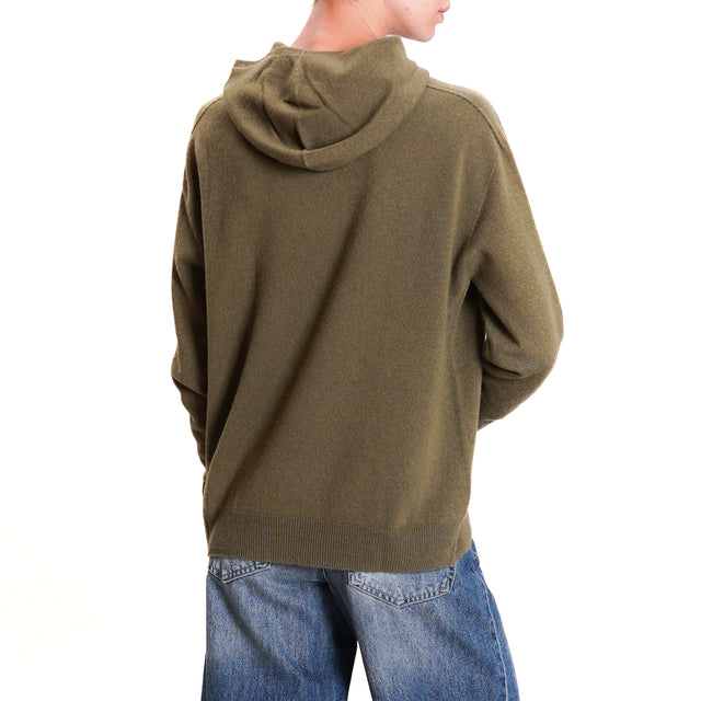 Dixie-100% SOFT Wool Hooded Sweater - Military