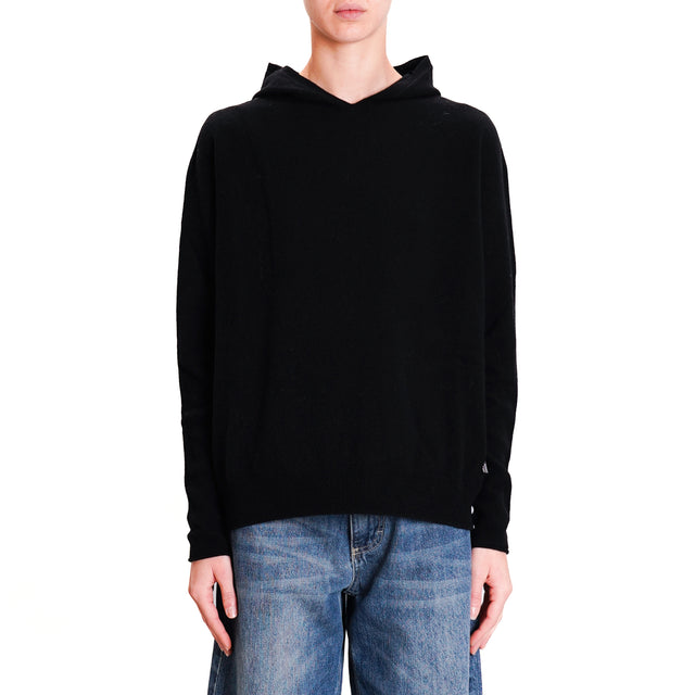 Dixie-100% SOFT Wool Hooded Sweater - Black