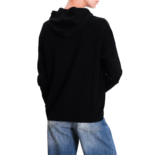 Dixie-100% SOFT Wool Hooded Sweater - Black