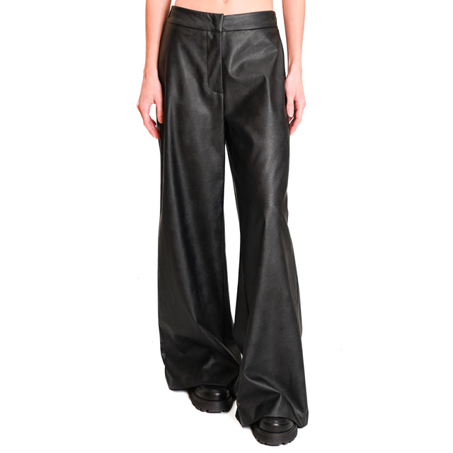 Dixie-Elastic Back Faux Leather Pants - Black