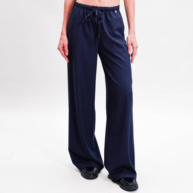 Dixie-Pantalone tessuto elasticizzato con coulisse - blu