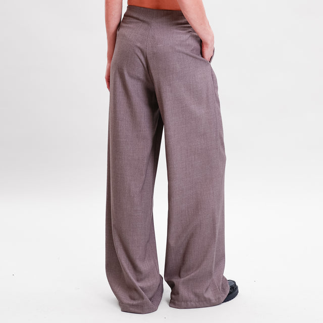 Dixie-Pantalone tessuto elasticizzato con coulisse - nocciola