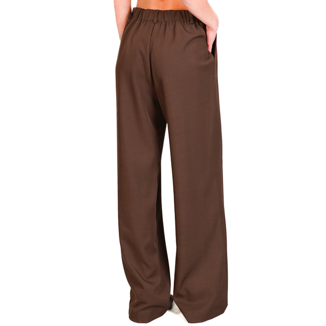 Dixie-Pantalone con pince elastico dietro - moro