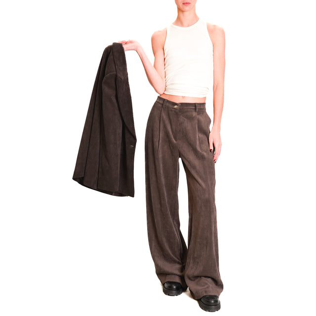 Dixie-500 line velvet trousers - dark brown