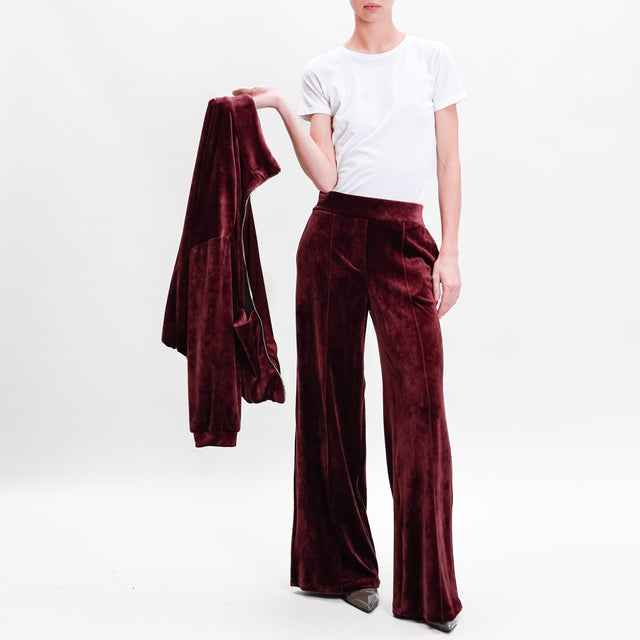 Dixie-Elastic Back Chenille Trousers - Bordeaux