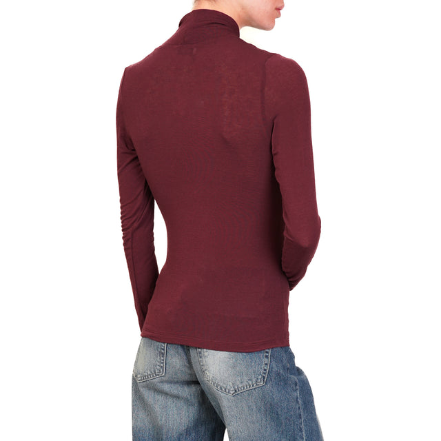 Dixie-T-shirt misto cashmere con fiocco - Bordeaux