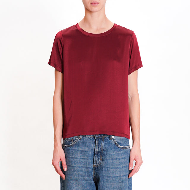 Dixie-Blusa satin mezza manica - rouge