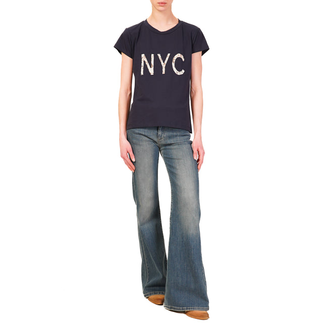 Dixie-T-shirt mezza manica "NYC" - blu