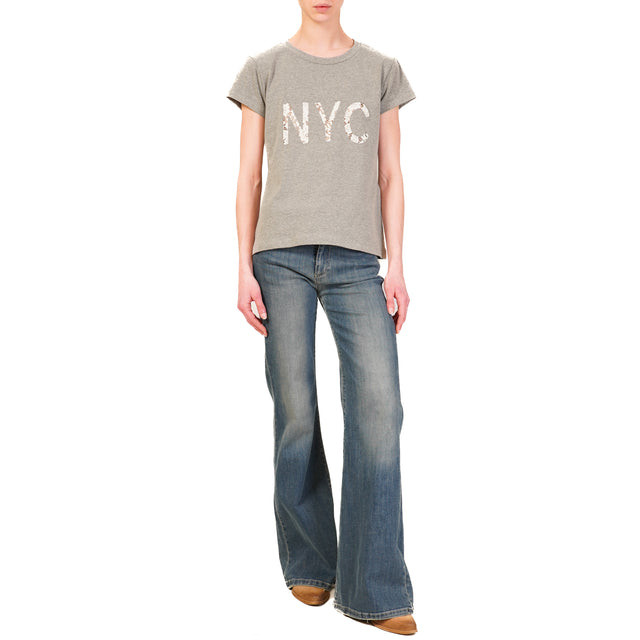 Dixie-T-shirt mezza manica "NYC" - grigio