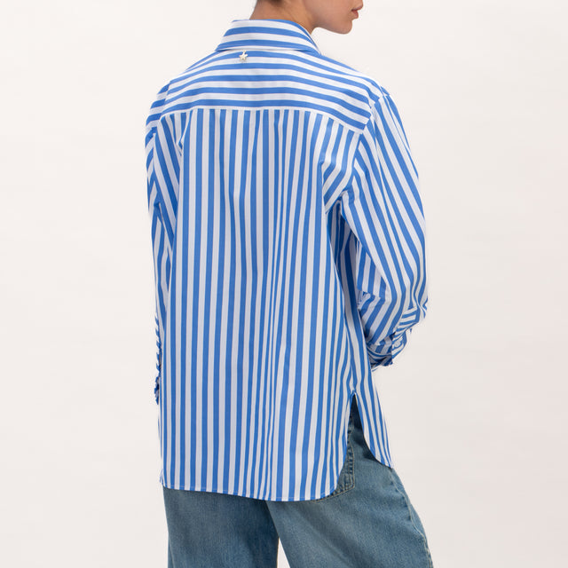 Souvenir-Camicia righe spacchi laterali - bianco/azzurro