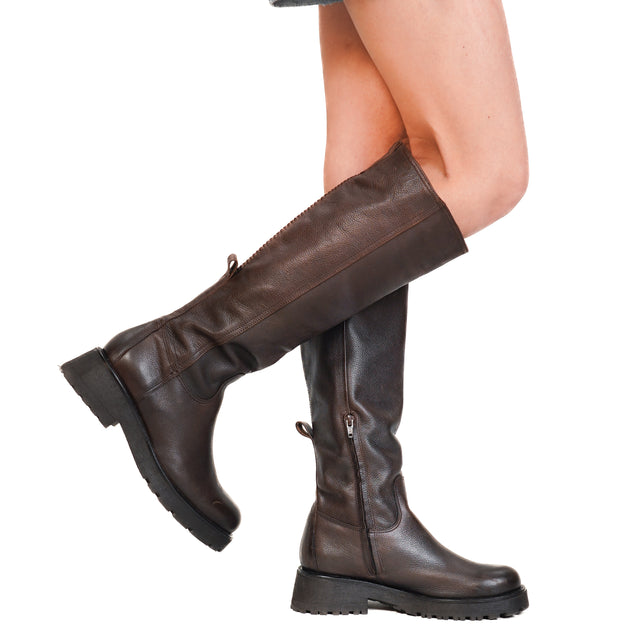 Felmini-High leather boot - dark brown