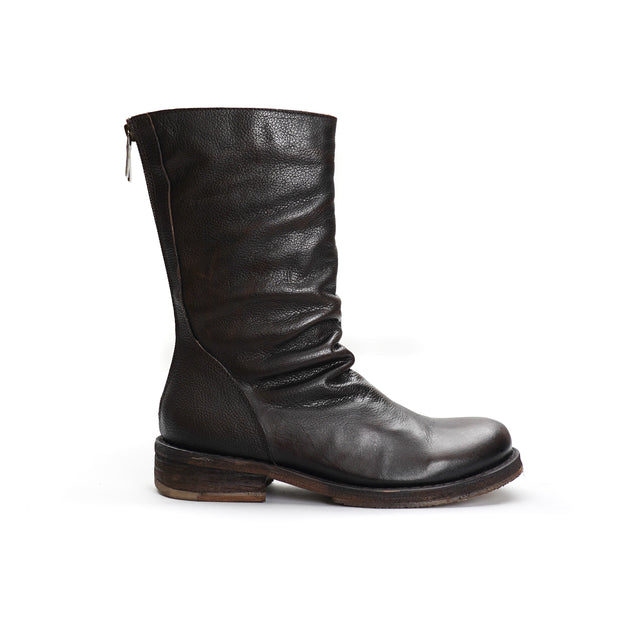 Felmini-Zip-back leather boot - dark brown