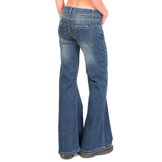 Zeroassoluto-Greta Stretch Flared Jeans - Denim