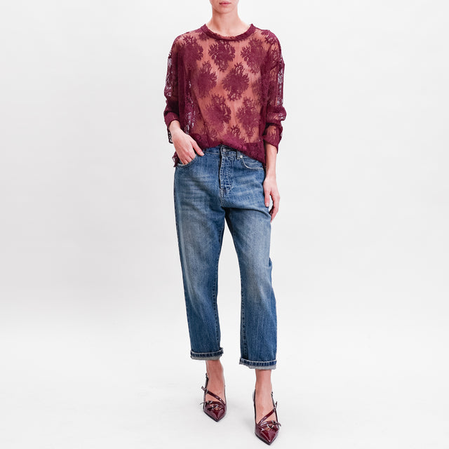 Haveone-Lace Blouse Side Slits - India