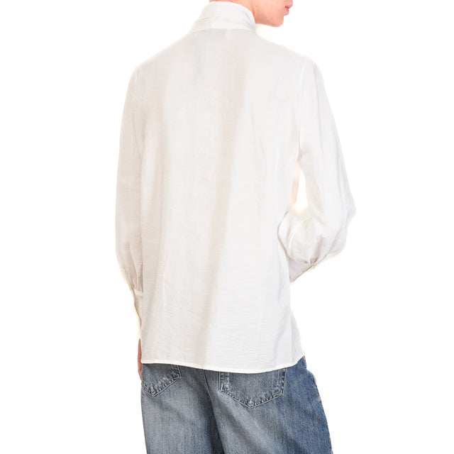 Haveone-Camicia con fiocco dettaglio spilla - bianco