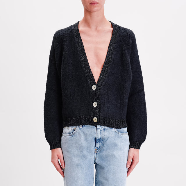 Haveone-Cardigan bordi lurex - nero