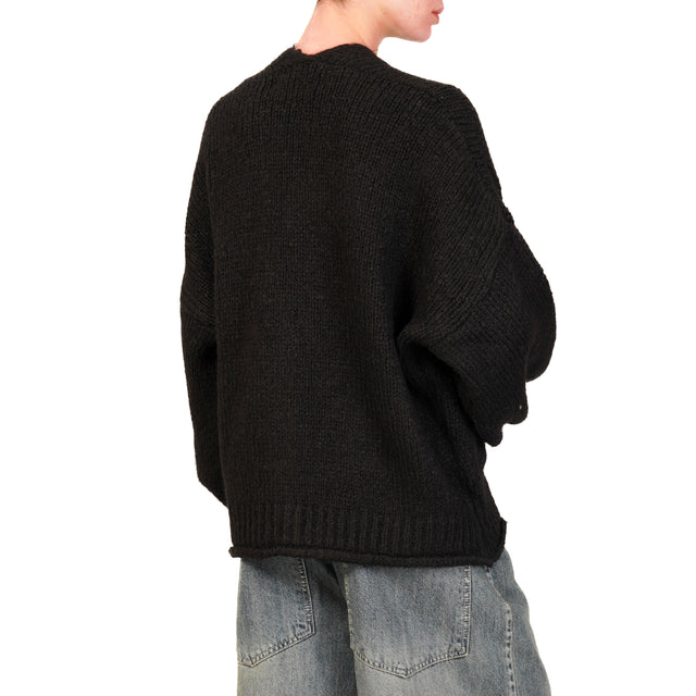 Haveone-Cardigan con tasche misto alpaca - nero