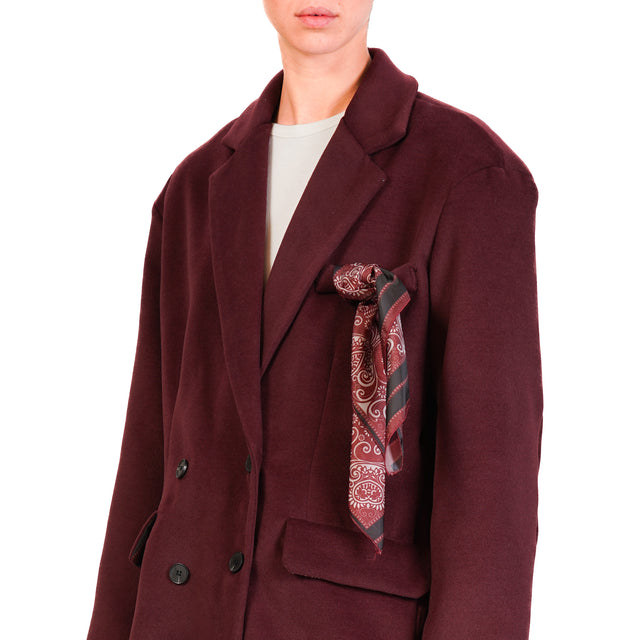 Haveone-Giacca fodera fantasia con foulard - Bordeaux