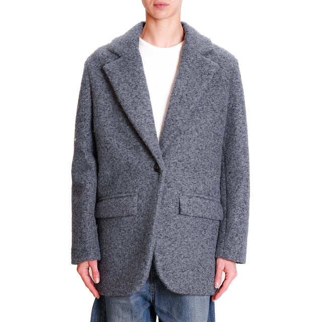 Haveone-Bouclé Wool Blend Jacket - Grey