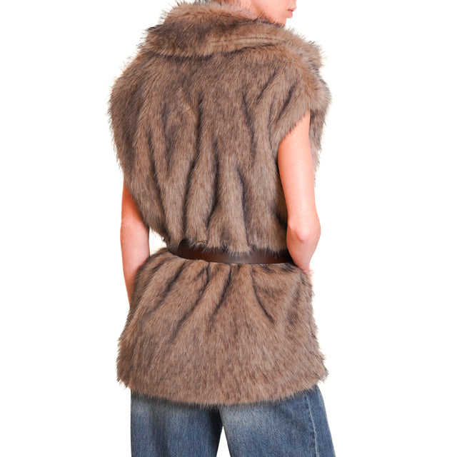 Haveone-Faux Fur Vest - Taupe