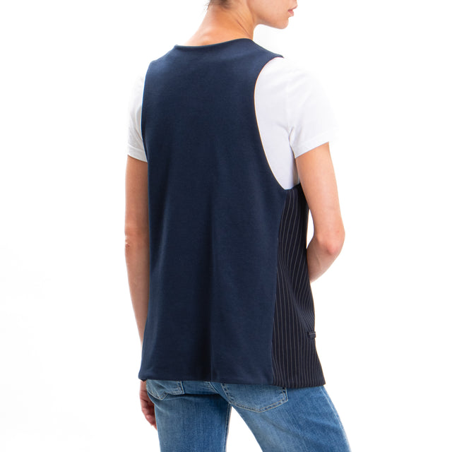 Haveone-Gilet gessato doppio tessuto - blu