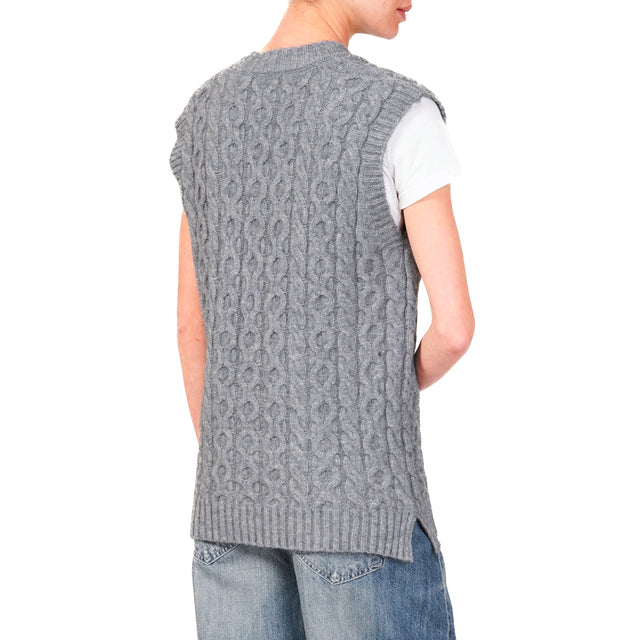 Haveone-Gilet trecce - grigio