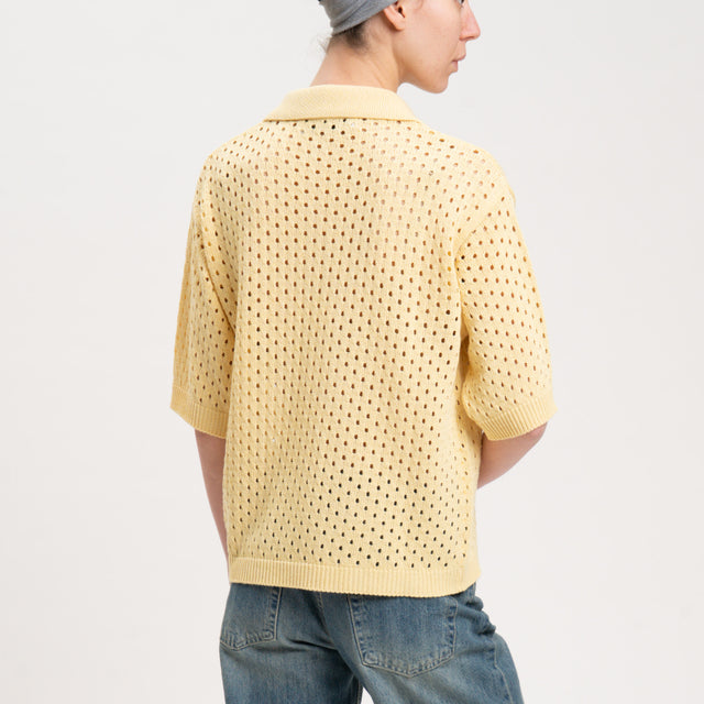 Haveone-Maglia polo traforata - giallo