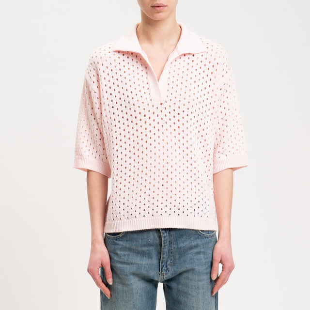 Haveone-Maglia polo traforata - rosa