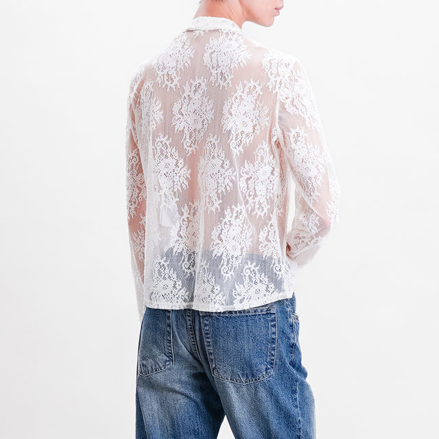 Haveone-Lace blouse with ruffles - butter