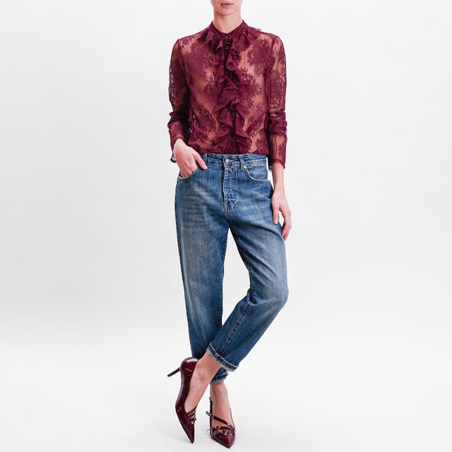 Haveone-Lace Ruffle Blouse - India