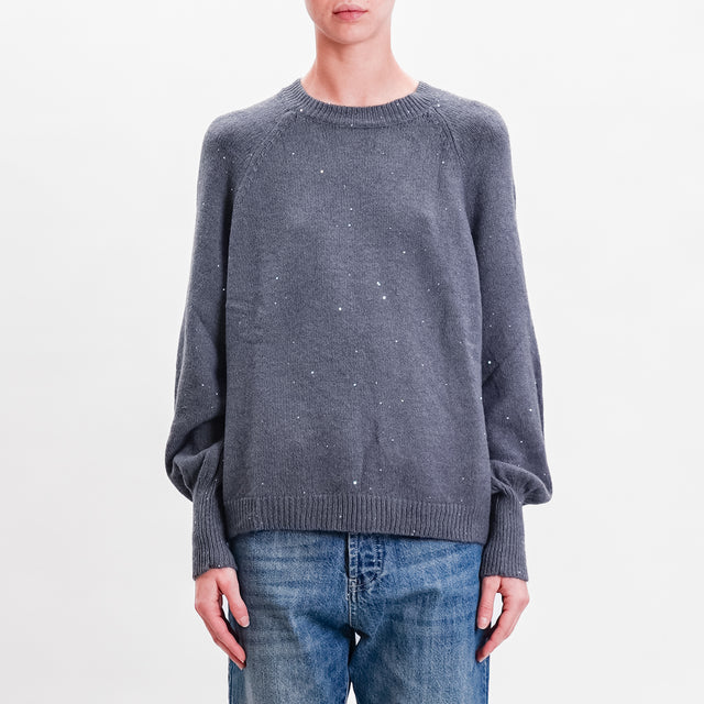 Haveone-Maglia over con micro paillettes - grigio