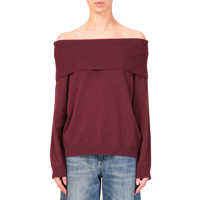 Haveone-Maglia collo shiffer misto cashmere - Bordeaux