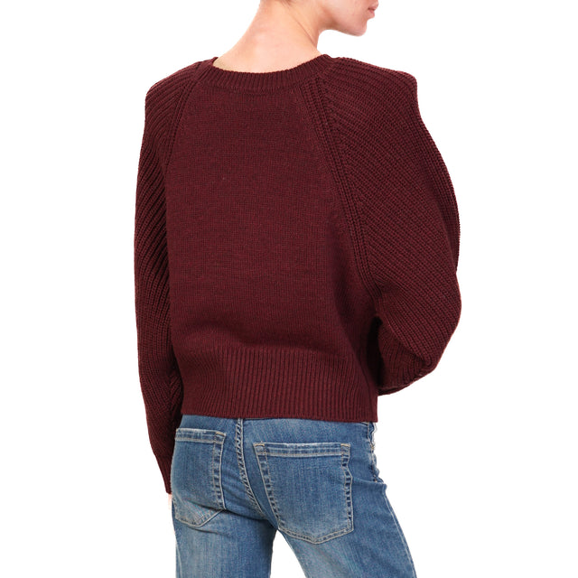 Haveone-Maglia misto lana con spalline - Bordeaux