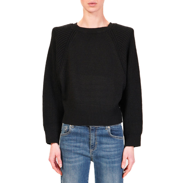 Haveone-Maglia misto lana con spalline - nero