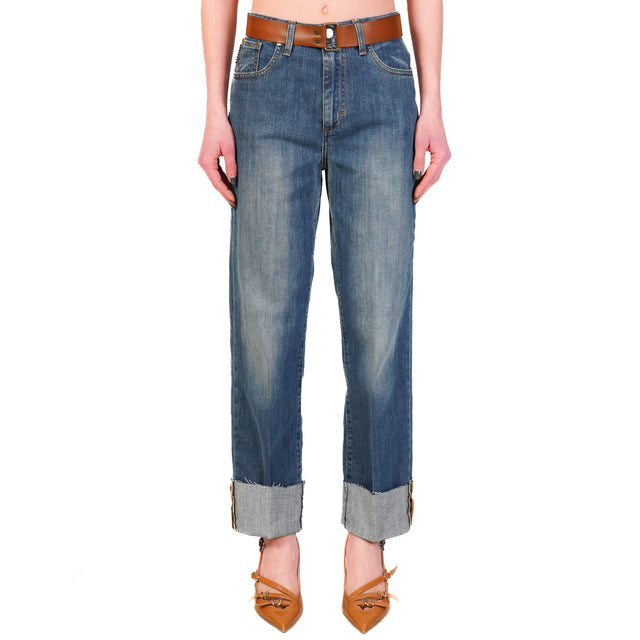 Haveone-Jeans MANDY taglio vivo con cintura - denim chiaro